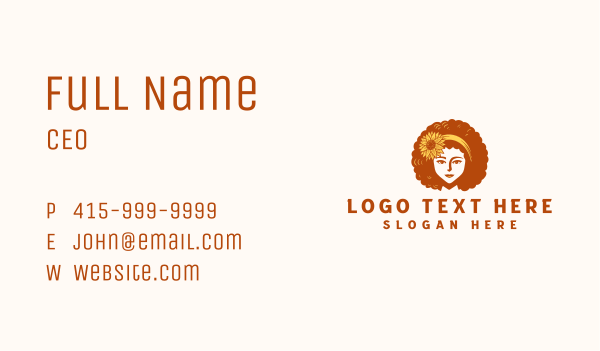 Afro Woman Sunflower Business Card Design Image Preview