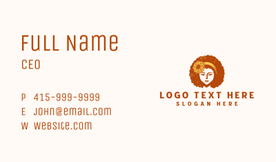 Afro Woman Sunflower Business Card Image Preview