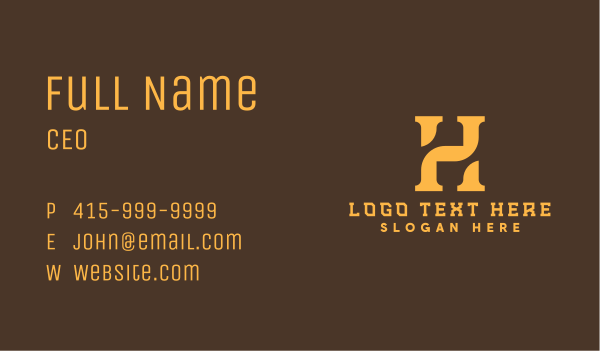 Premium Golden Letter H Business Card Design Image Preview