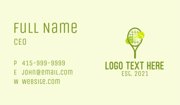 Tennis Ball Racket  Business Card Design