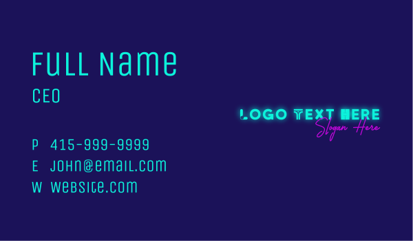 Modern Neon Sign Business Card Design Image Preview