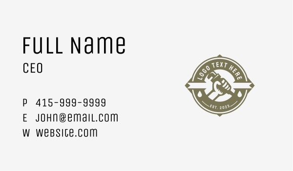 Wrench Plumber Hand Business Card Design Image Preview