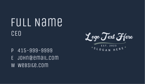 Retro Vintage Wordmark Business Card Design Image Preview