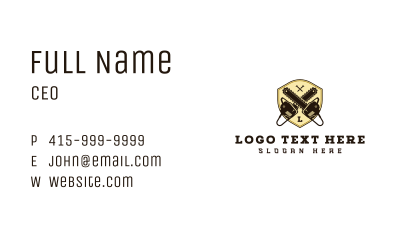 Lumberjack Chainsaw Shield Business Card Image Preview