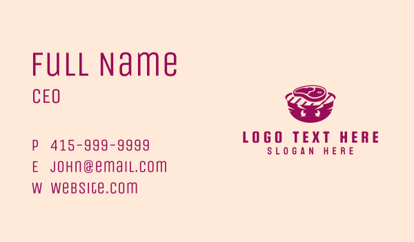 Meat Grill Mascot Business Card Design Image Preview