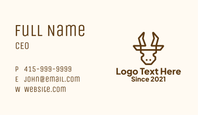Monoline Brown Cow Business Card Image Preview