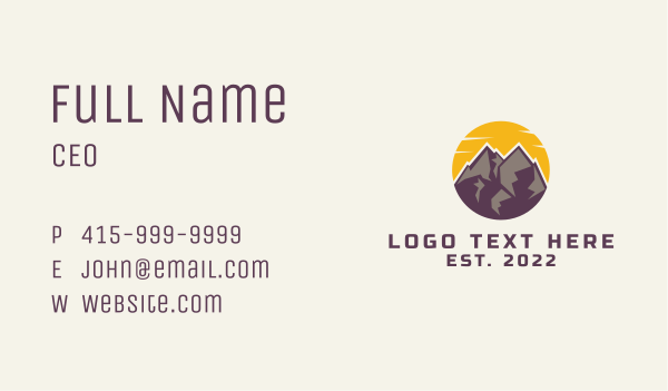 Sunset Mountain Travel Business Card Design Image Preview