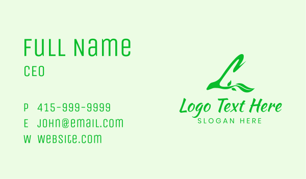 Organic Green Plant Letter L Business Card Design Image Preview