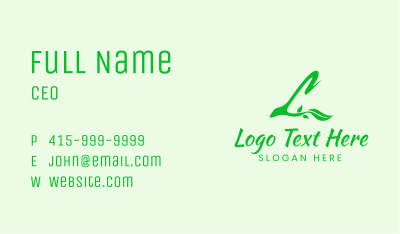 Organic Green Plant Letter L Business Card Image Preview