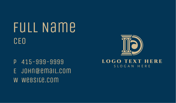 Corporate Pillar Letter D Business Card Design Image Preview
