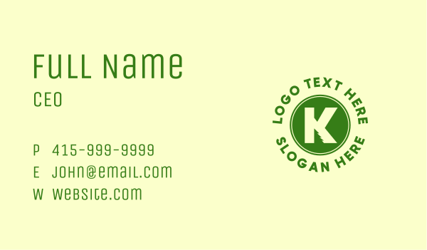 Pine Tree Letter K Business Card Design Image Preview