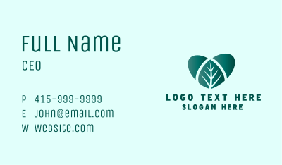 Green Heart Leaf Business Card Image Preview