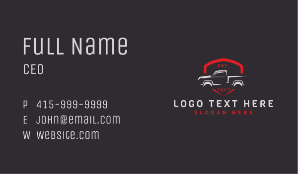 Shield Pickup Car Garage Business Card Design Image Preview