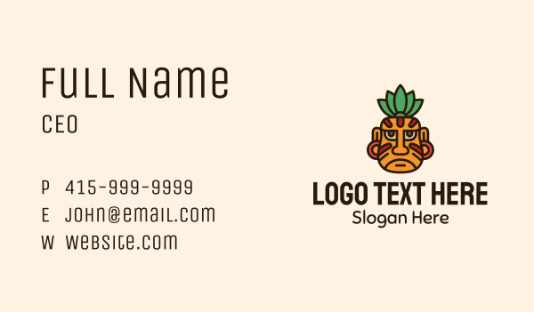 Ancient Mayan Warrior Face Business Card Design Image Preview