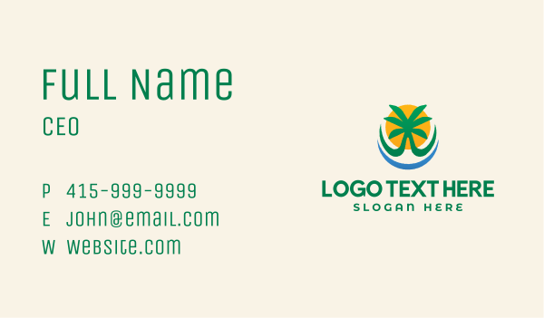 Tree Beach Sun Business Card Design Image Preview