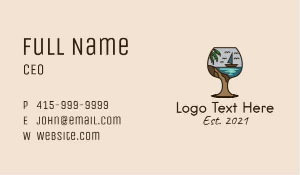 Tropical Boat Glass Business Card Design Image Preview