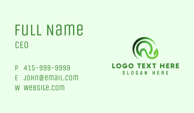Green Leaf Letter Q Business Card Image Preview