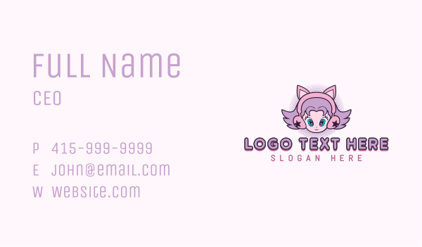Cute Cyber Girl Business Card Design Image Preview