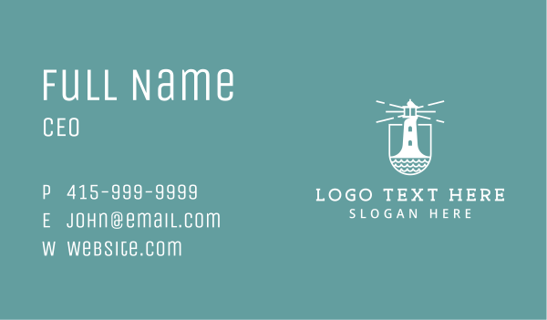 White Seaside Lighthouse Business Card Design Image Preview