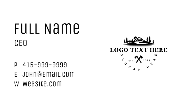 Axe Mountain Lumberjack Business Card Design Image Preview
