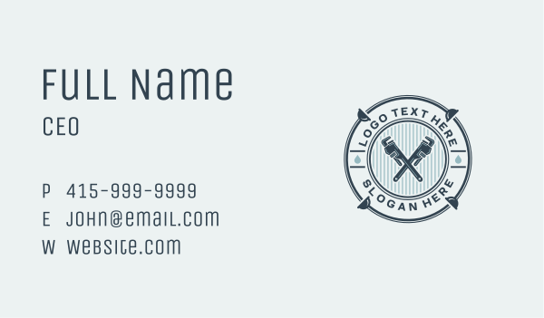 Hipster Pipe Wrench Business Card Design Image Preview