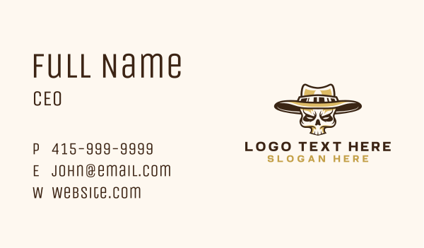 Cowboy Skull Hat Business Card Design Image Preview