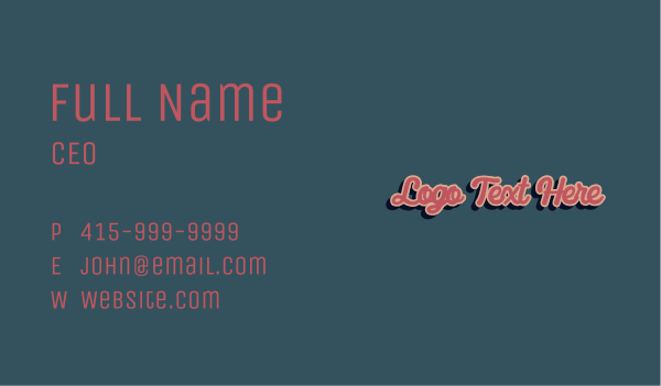 Fun Retro Wordmark Business Card Design Image Preview