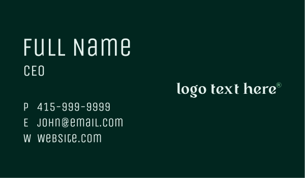 Elegant Green Wordmark Business Card Design Image Preview
