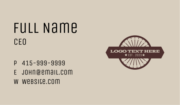 Vintage Wheel Cowboy Wordmark  Business Card Design Image Preview