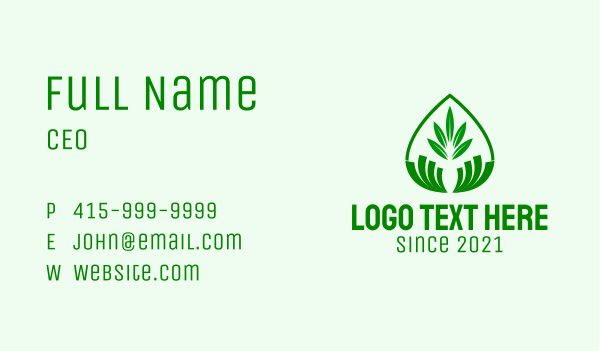 Green Plant Droplet  Business Card Design Image Preview