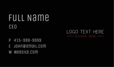 Slim Minimalist Wordmark Business Card Image Preview