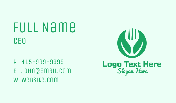 Green Vegan Salad Fork  Business Card Design Image Preview