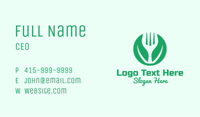 Green Vegan Salad Fork  Business Card Image Preview