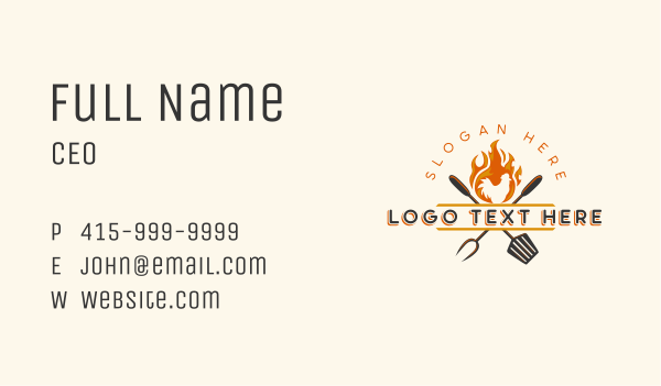 Blazing Chicken Barbecue Business Card Design Image Preview