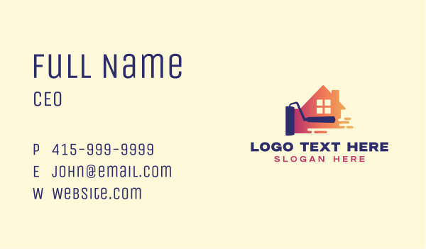 Paint Roller House Business Card Design Image Preview