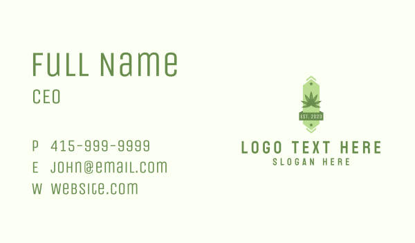 Organic Cannabis Emblem  Business Card Design Image Preview