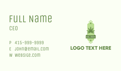Organic Cannabis Emblem  Business Card