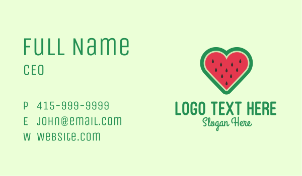 Watermelon Heart  Business Card Design Image Preview
