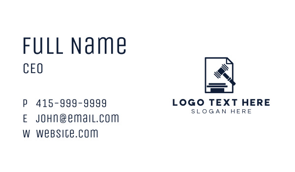 Legal Paper Justice Hammer Business Card Design Image Preview