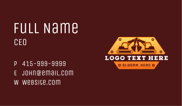 Excavator Machinery Backhoe  Business Card Design Image Preview