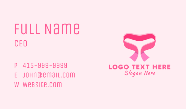 Pink Heart Ribbon Business Card Design Image Preview