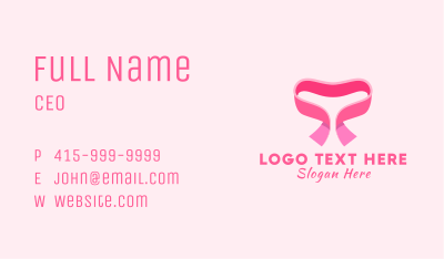 Pink Heart Ribbon Business Card Image Preview