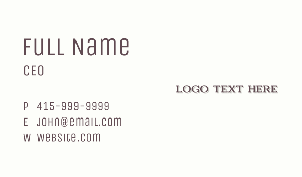 Brown Classic Wordmark  Business Card Design