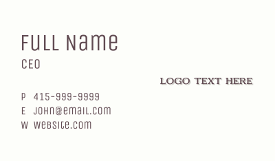 Brown Classic Wordmark  Business Card Image Preview