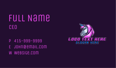 Unicorn Gamer Stallion Business Card Image Preview