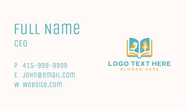 Bird Tree Bookstore Business Card Design Image Preview