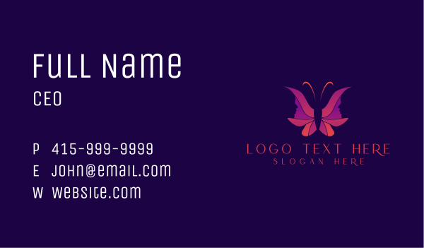 Butterfly Woman Head Business Card Design Image Preview