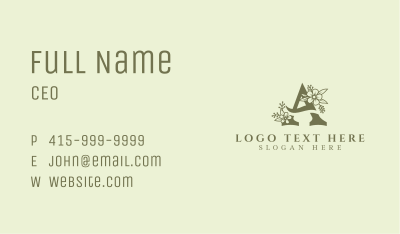 Feminine Floral Letter A Business Card Image Preview