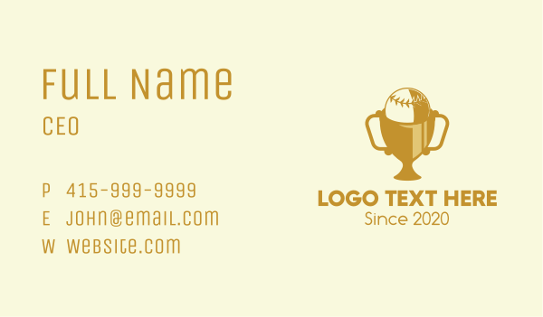 Gold Baseball Championship Trophy Business Card Design Image Preview