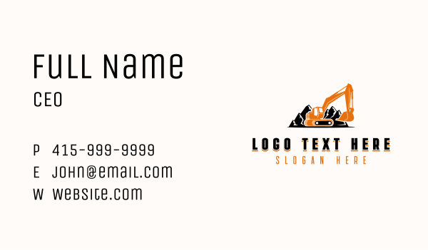 Mountain Quarry Excavator Business Card Design Image Preview